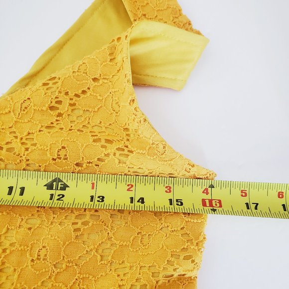 AUDREY 3+1 Mustard Yellow Lace Skater Boho Dress - Picture 7 of 9